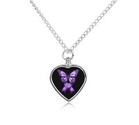 Lupus Awareness Butterfly Urn Necklace for Ashes Heart Jewelry Pendant Pet Cremation Memorial Necklace