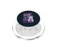 Lupus Awareness Cat Purple Ribbon PopSockets PopGrip for MagSafe