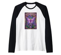 Lupus Awareness Hope and Strength Stained Glass Butterfly Raglan Baseball Tee