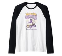 Lupus Awareness Keep On Rolling Purple Ribbon Roller Skate Raglan Baseball Tee