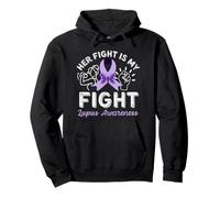Lupus Awareness Ribbon Purple Her Fight's My Fight Support Pullover Hoodie
