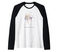 Lupus Beautifully Brave Purple Butterfly Line Art Woman Raglan Baseball Tee