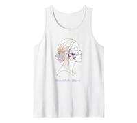 Lupus Beautifully Brave Purple Butterfly Line Art Woman Tank Top