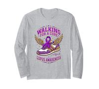 Lupus Walking for A Cure Purple Ribbon Shoe Awareness Walk Long Sleeve T-Shirt