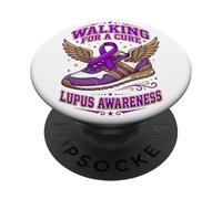 Lupus Walking for A Cure Purple Ribbon Shoe Awareness Walk PopSockets Adhesive PopGrip
