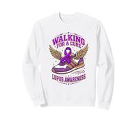 Lupus Walking for A Cure Purple Ribbon Shoe Awareness Walk Sweatshirt