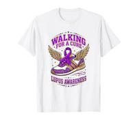 Lupus Walking for A Cure Purple Ribbon Shoe Awareness Walk T-Shirt