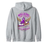 Lupus Walking for A Cure Purple Ribbon Shoe Awareness Walk Zip Hoodie