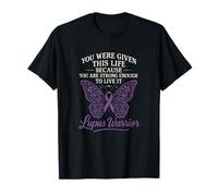 Lupus Warrior - Lupus Awareness Butterfly Ribbon T-Shirt