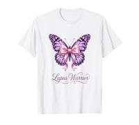 Lupus Warrior Purple Butterfly Pink Bow Ribbon Awareness T-Shirt