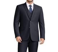 LUPUTY Suits for Men, 3PC Black Men's Suits Slim Fit, Solid Jacket Vest Pants with Tie, Two Buttons, Gray, Medium