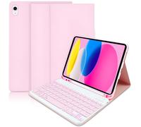 Lupxiu iPad 10th Generation Case with Keyboard 10.9 Inch 2022 - Lightweight Smart Cover Case with Auto Wake/Sleep - Removable Wireless Folio Keyboard Case for iPad 10th Generation 2022 - Pink