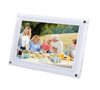 Luqeeg 10.1 Inch Smart WiFi Digital Photo Frame 1280x800 Touch Screen Auto Rotate Portrait and Landscape Built in 32GB Memory for VPHOTO App Acrylic Photo Gifts for Parents (White)