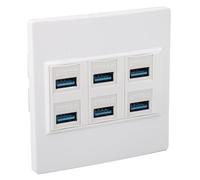 Luqeeg 6 Port USB 3.0 Wall Plate Panel, 5Gbps Fast Data Transfer Backward Compatible with USB 2.0, Durable Plastic, Ideal for Home & Office Wall Outlet Replacement Upgrade