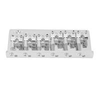 Luqeeg 6 String Electric Bass Bridge, Zinc Alloy Heavy Duty Cast Base with Adjustable Saddles, Ideal for Stage Performance, Practice & Music Recording (Silver)