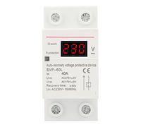 Luqeeg Automatic Recovery Overvoltage Undervoltage Protection Device, DIN Rail Mount Protection Device, Electrical Safety with Auto Cut Off & Reconnect Within 1 Minute, Ideal for
