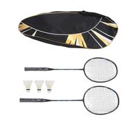 Luqeeg Badminton Racket Set, 2 Carbon Aluminum One Piece Racquets, Sturdy & Balanced for Offensive & Defensive Play, 2 Shuttlecocks 1 Carry Bag Included, Training for Men Women (Black Blue)