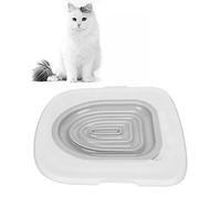 Luqeeg Cat Toilet Training System, Professional Teach Cat to Use Toilet Cat Toilet Training Kit Universal Reusable Kitty Toilet Trainer Urinal with Design Blue Tray (White Tray, 1 Gray Inner Support)