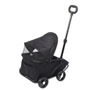 Luqeeg Foldable Pet Stroller with Sunproof Canopy, 4 Wheels Dog Stroller Cart, 3 Step Folding Lightweight Cat Strolling Easy Entrance Cat Carrier Pet Supplies for Small Medium (Black)