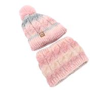 Luqeeg Heated Hat Scarf Set, Gradient Color Wind Proof Thick, USB Heated Hat with Scarf, Stretchy & Soft, Carbon Fiber Heating for Winter Skiing, Motor Cycling and Biking (Pink)