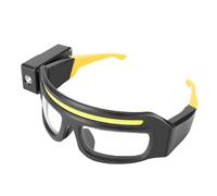 Luqeeg LED Safety Glasses with Motion Sensor, Rechargeable Headlamp Glasses, 3 Level Rotating Light Device, Ideal for Cycling, Fishing & Night (Yellow)