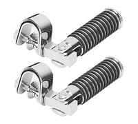 Luqeeg Motorcycle Foot Pegs, Foldable Clamp Footrest Mount Male Mount Footpegs Strength Metal & Rubber Billet Pedals Footrests with Clamp Mounts for 1in Engine Crash Bar Guard ATV (Silver)