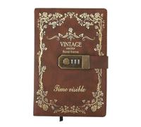 Luqeeg Password Book, Thick Paper with Lock Multipurpose Portable Fashionable Exquisite European Style Vintage Lock Diary Small Pocket Password Keepers for Writing Students (Brown)