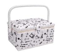Luqeeg Sewing Basket for Sewing Supplies, Sewing Kit Storage Box Organizer with Removable Plastic Tray for Embroidery, DIY Supplies, Beginner, Professional