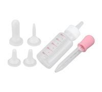 Luqeeg Small Pet Nurser Bottle, Puppy Feeding Bottle, Kitten Nursing with Silicone Soft Nipple Tip, Clear Scale, Ideal for Newborn Animals Squirrels Rabbits (White pacifier+pink)