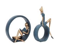 Luqeeg Yoga Girl Figurines, 2PCS Resin Figurines Reading a Book Yoga Girl Modern Aesthetic Art Sculptures Bookshelf Bookcase Statue for Library Office Living Room Bedroom Decor