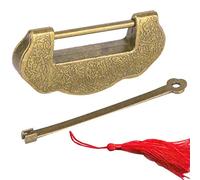 Luqeeg Zinc Alloy Antique Lock, Ming Qing Dynasty Door Cabinet Lock with Tassel and Retro Style, Novel and Attractive, Means Eternal Love, Suitable for Door, Cabinet, Bag (Green Bronze)