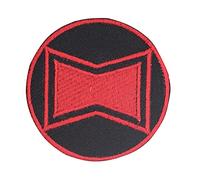 LUQI Widow Super Hero Movie Logo Iron On Sew On Embroidered Patch Badge Applique for Clothes Shirts Jeans etc, Black And Red, 7CM x 7CM