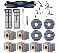 Luqixcey 19 Pack Replacement Parts Kit for eufy X10 Pro Omni Robot Vacuum,Accessories for eufy X10 Pro Omni with 1 Roller Brush,1 Bristle Brush,4 Side Brushes,2 Filters,6 Dust Bags,4 Mopping Pads