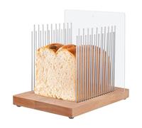 Luqixcey Bread Slicer, Stainless Steel Bread Slicers for Homemade Bread, Foldable Wooden Bread Slicer Guide with Adjustable Width, Bread Loaf Cutter for Homemade Bread, Sourdough Rounds, Bagels