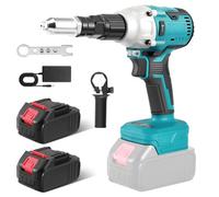 Luqixcey Cordless Rivet Gun, Brushless Electric Rivet Gun for Screwdrivers and Drills, Portable Rivet Nut Gun Kit with LED Light, for 2.4-5.0 mm Blind Rivets
