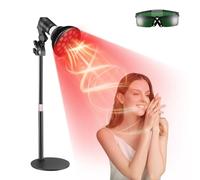 Luqixcey Red Light Lamp with Stand, 9 LEDs 660nm Red and 9 LEDs 850nm Near Infrared, Adjustable Gooseneck & Height, Infrared Lamp Device with Eyes Protection, Eye Protection Goggles