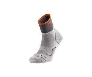Lurbel Challenge Three - Unisex Trail Running Socks, Breathable, Anti-Blister and Anti-Odor, Cushion Socks, Ankle Socks for Trail Running, Ice Grey/Orange, L