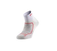 Lurbel Race, running socks, lightweight, anti-blister socks, breathable, anti-odor, seamless sock, ankle sock., Ice Grey/Red, M