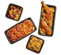 Lurch FlexiForm FlexiBlech 85043 Casserole Dishes/Baking Moulds in Sizes 11 x 11 x 3 cm and 11 x 24 x 3 cm Premium Platinum Silicone Brown