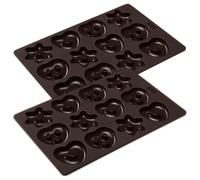 Lurch FlexiForm Mini Gingerbread 2 Baking Moulds for a Total of 24 Mini Gingerbread Pretzels, Hearts and Stars Premium Platinum Silicone 20 x 30 cm