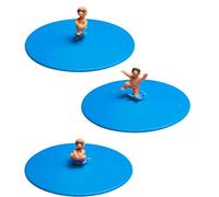 Lurch Mein Deckel Splash Set of 3 (Bruno Bombe, Freddy Freestyle, Arne Anchor), Glass Covers Made of 100% BPA-Free Platinum Silicone, Diameter 10.5 cm, Blue