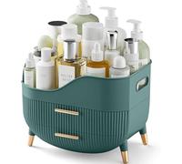 lurcns Makeup Organiser with Drawers Skincare Organizers for Vanity Storage Box with Handle Large Cosmetic Display case for Dresser Bathroom Countertop(Dark Green)