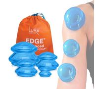 Lure Essentials Cupping Therapy Set - The Most Recommended Massage System for Muscle Soreness, Pain Relief, Injury Recovery, Toning & Cellulite Professional Medical Grade 4 Cups, Blue