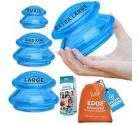 Lure Essentials Cupping Therapy Set - The Most Recommended Massage System for Muscle Soreness, Pain Relief, Injury Recovery, Toning & Cellulite Professional Medical Grade 4 Cups, Blue