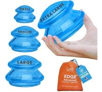 Lure Essentials Cupping Therapy Set - The Most Recommended Massage System for Muscle Soreness, Pain Relief, Injury Recovery, Toning & Cellulite Professional Medical Grade 4 Cups, Blue
