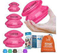 LURE Essentials Edge Cupping Therapy Set - Cupping Kit for Massage Therapy - Silicone Cupping Set - Massage Cups for Cupping Therapy (Set of 4, Pink)