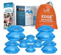 Lure Essentials Edge Silicone Cupping Set, Cupping Kit for Massage Therapy, Long Lasting Cups for Professional & Home Use, Body Sculpt Cup for Cellulite, Ultra Transparent Blue (8 Count)