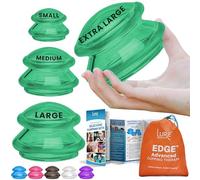 LURE Home Spa Cupping Massage Kit - The Most Recommended Therapy Set for Muscle Soreness, Pain Relief, Injury Recovery, Toning & Cellulite Professional Medical Grade 4 Cups (Emerald Green)