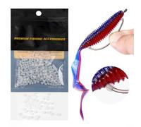 Lure Stopper Beans 300Pcs for Wacky Rig Hooks | Flexible silicone material, grips tight without damage, fits various hook sizes, black and white options