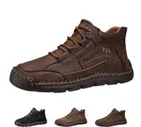 Lurebest Handmade Leather Shoes for Men - Relieve Foot Pain, Men's Arch Support Leather Shoes, Casual Non Slip Hiking Orthopedic Shoes, for Plantar Fasciitis (Brown,47)